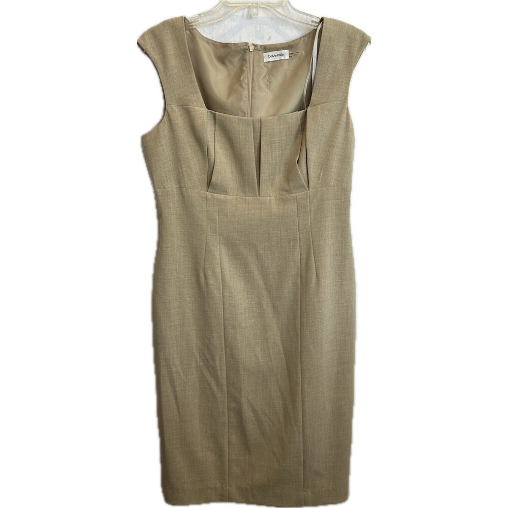 Calvin Klein Women's Dress NWT 10R Classic Sand Sheath Career Office Old Money